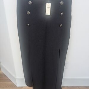 Anthropologie Black Double-Breasted Pencil Skirt